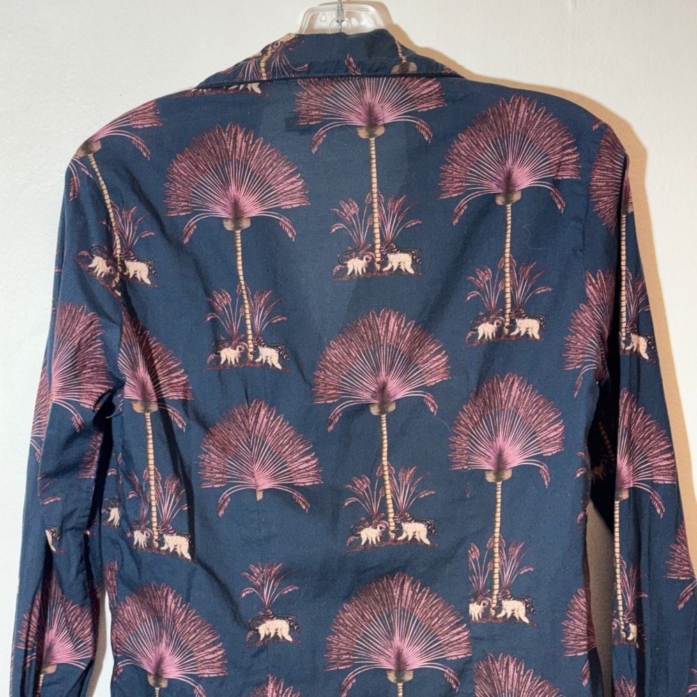 Desmond & Dempsey Size XS Ravenala Print Long Sleeve Pajama Top Organic Cotton - Picture 8 of 12
